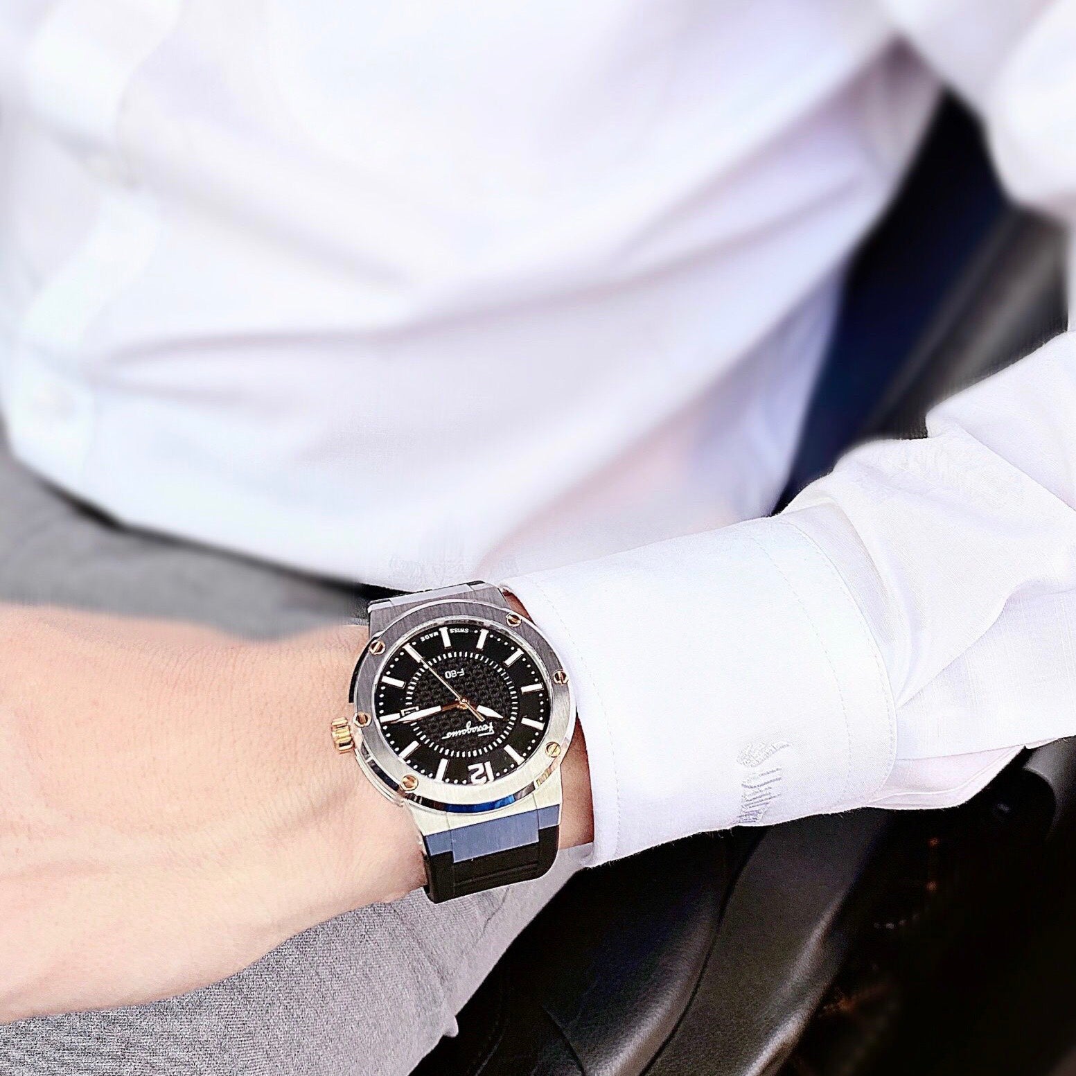  Shop Authentic Salvatore Ferragamo F-80 Black Dial Black Rubber Strap Watch For Men - SFHY00120 - Luxxuri