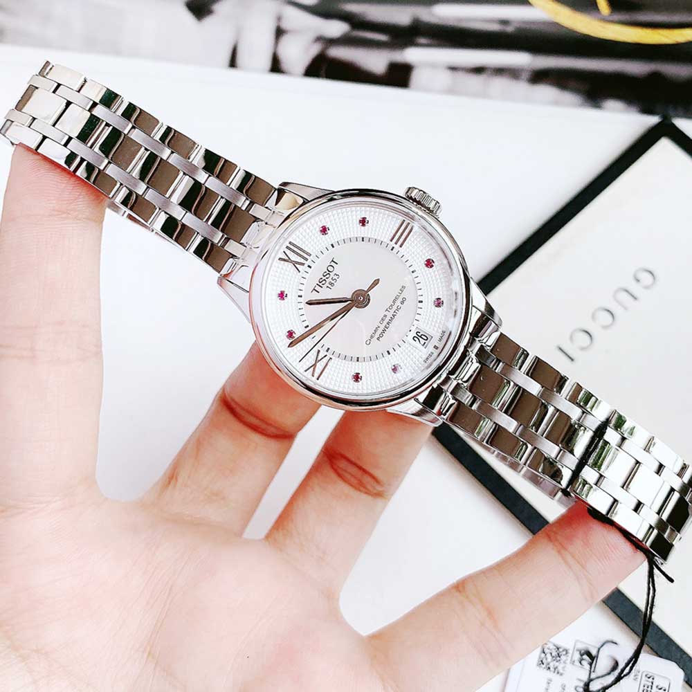  Shop Authentic Tissot Chemin Des Tourelles Powermatic 80 Rubies Mother of Pearl Dial Silver Steel Strap Watch For Women - T099.207.11.113.00 - Luxxuri