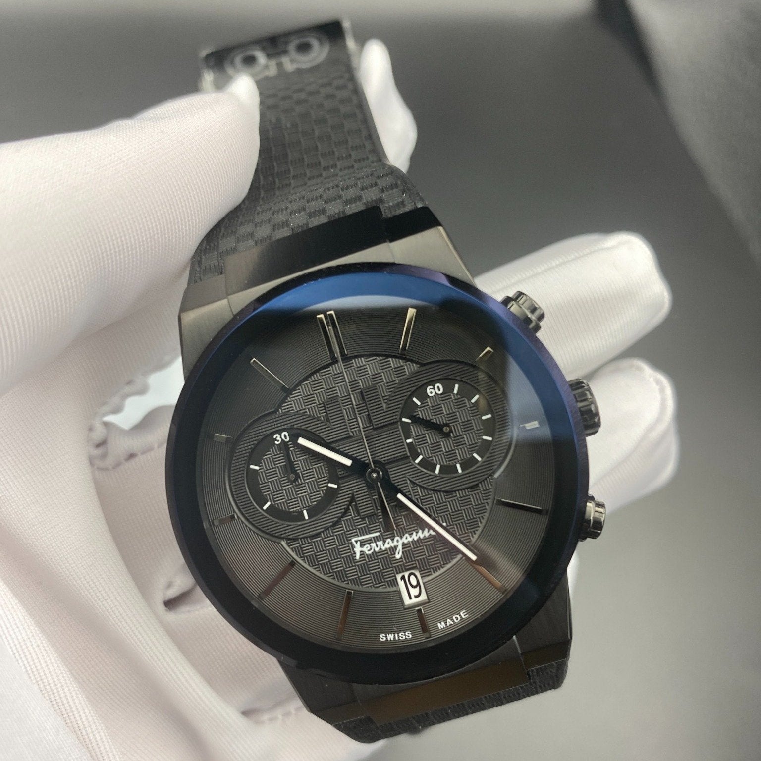  Shop Authentic Salvatore Ferragamo Sapphire Black Dial Black Rubber Strap Watch for Men - SFHP00320 - Luxxuri