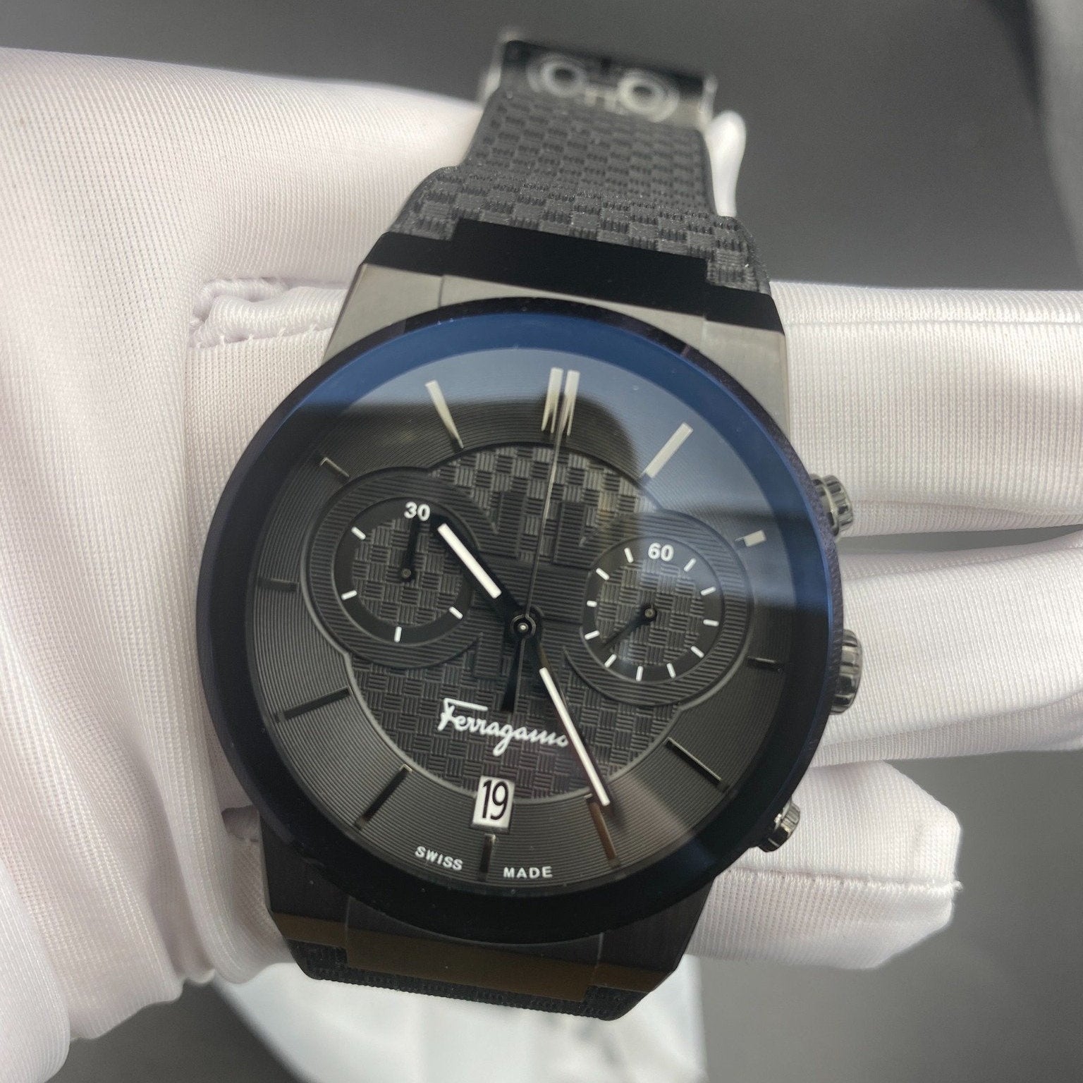  Shop Authentic Salvatore Ferragamo Sapphire Black Dial Black Rubber Strap Watch for Men - SFHP00320 - Luxxuri