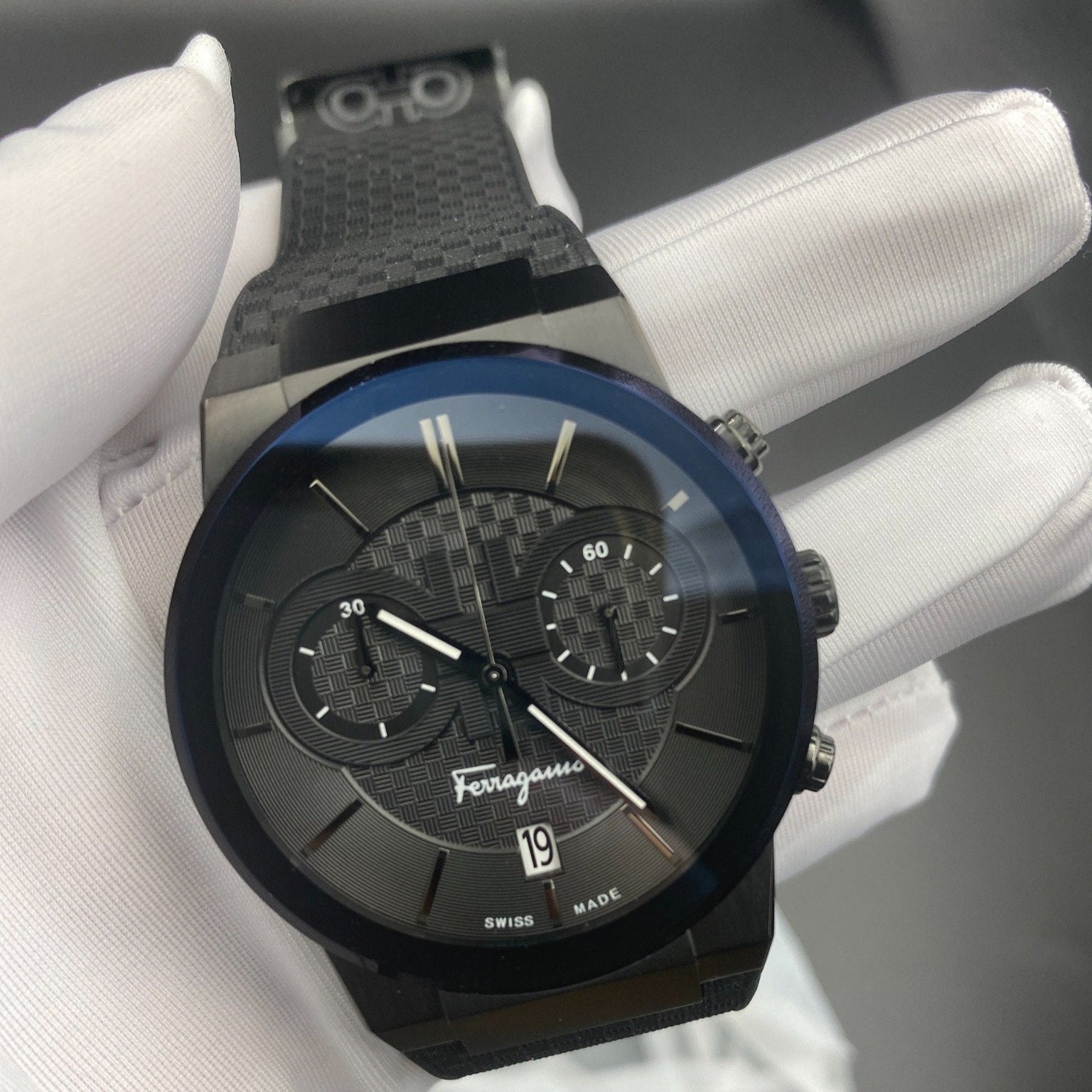  Shop Authentic Salvatore Ferragamo Sapphire Black Dial Black Rubber Strap Watch for Men - SFHP00320 - Luxxuri