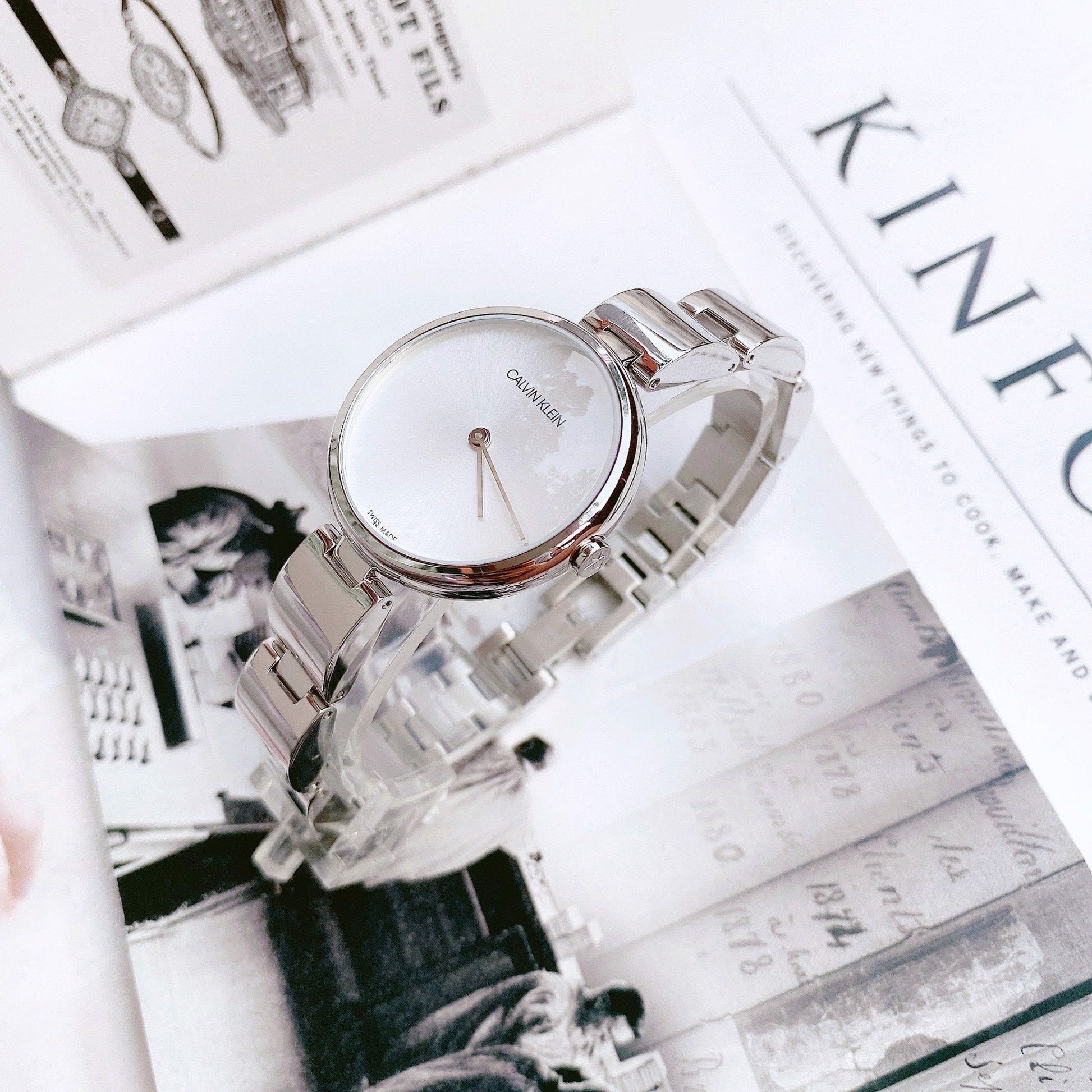  Shop Authentic Calvin Klein Wavy Silver Dial Silver Steel Strap Watch for Women - K9U23146 - Luxxuri