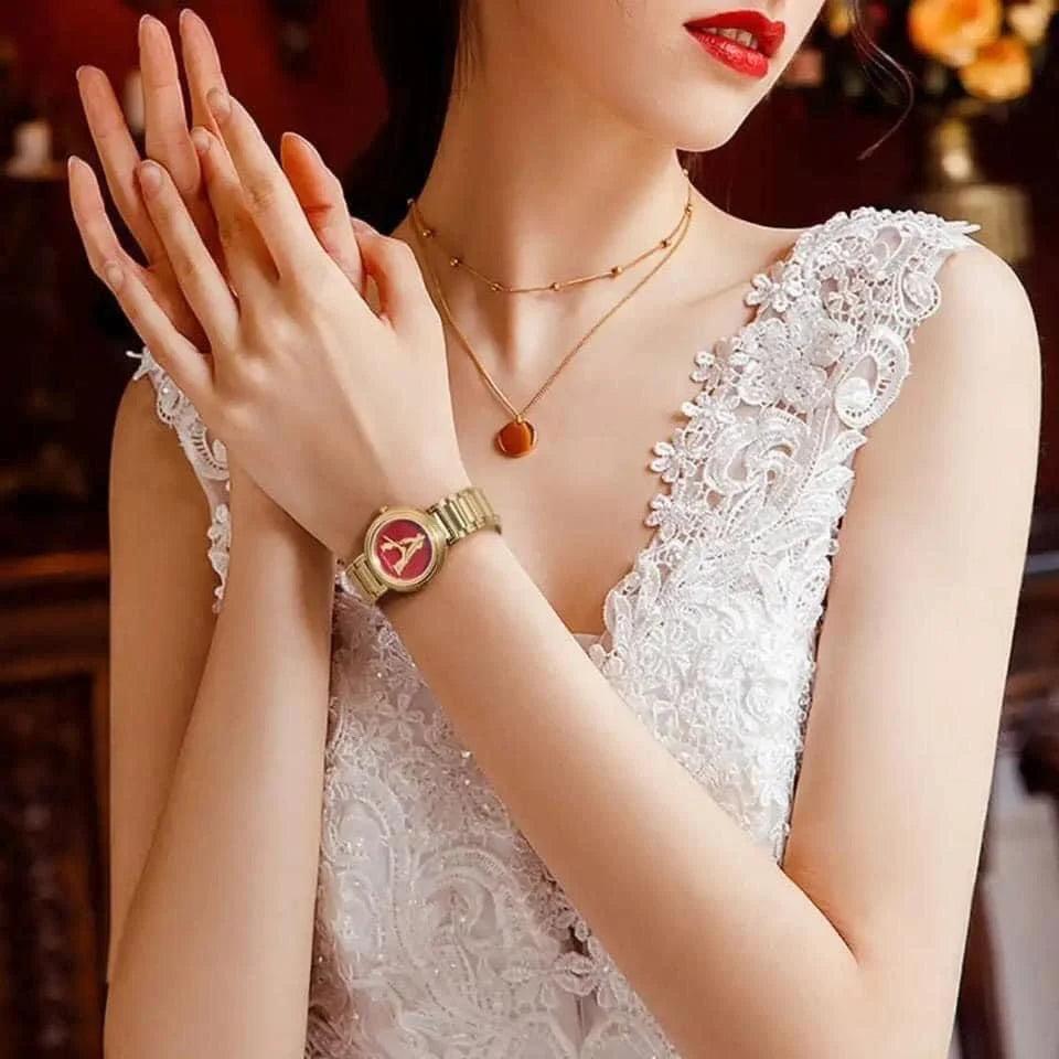  Shop Authentic Versace Virtus Mini Quartz Red Dial Gold Steel Strap Watch For Women - VET300321 - Luxxuri