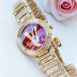  Shop Authentic Versace Virtus Mini Quartz Red Dial Gold Steel Strap Watch For Women - VET300321 - Luxxuri