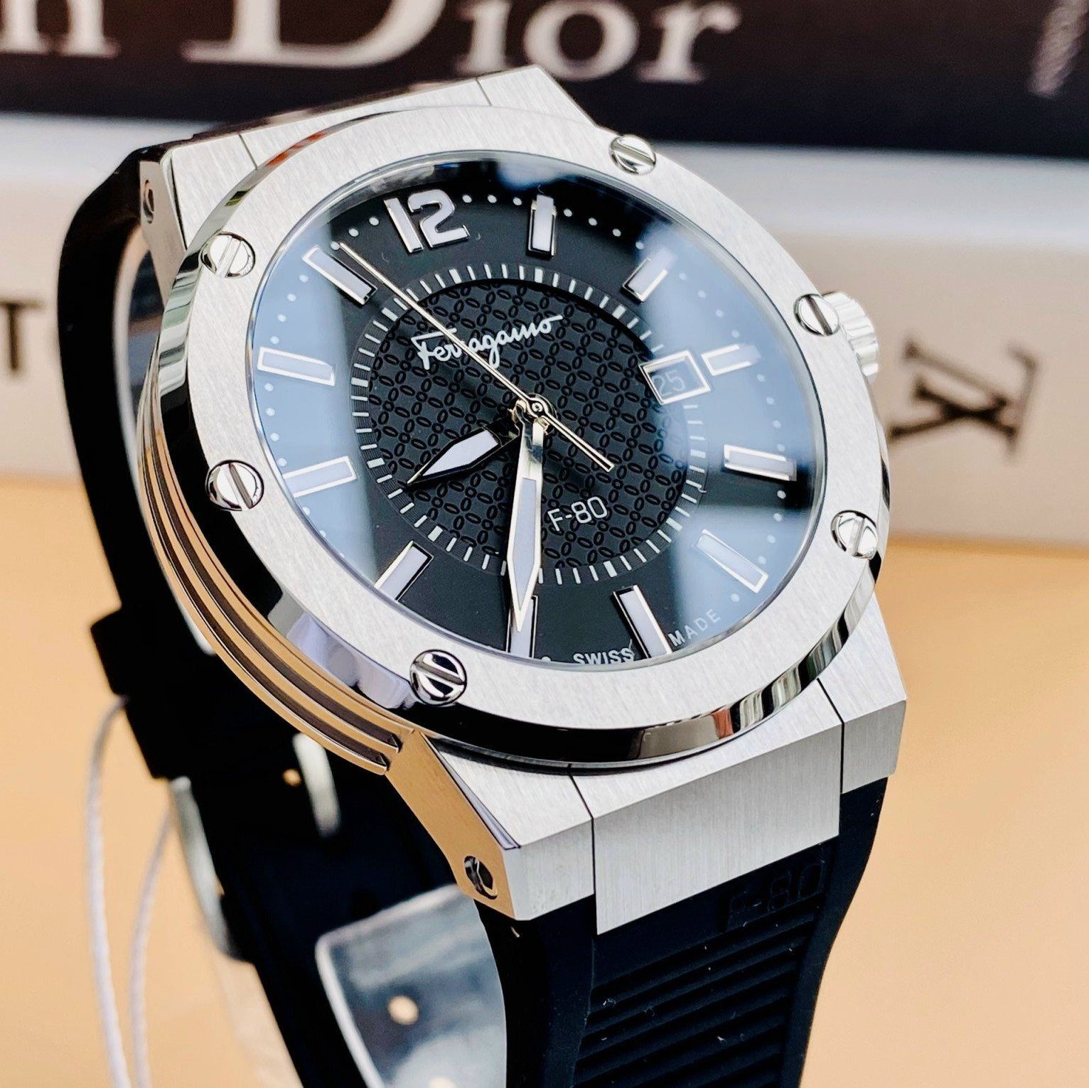  Shop Authentic Salvatore Ferragamo F-80 Black Dial Black Rubber Strap Watch For Men - SFHY01322 - Luxxuri