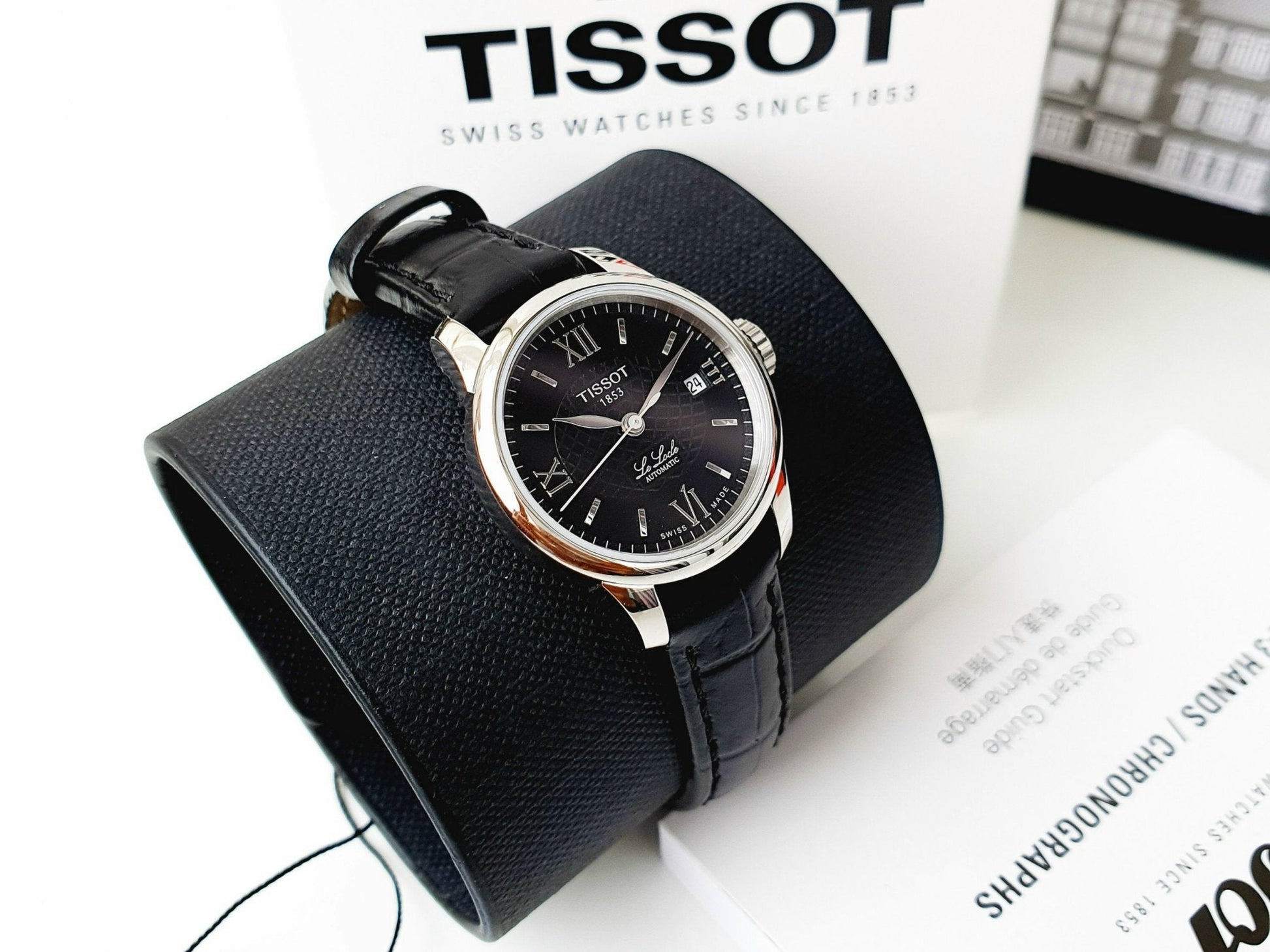  Shop Authentic Tissot Le Locle Automatic Lady Black Dial Black Leather Strap Watch for Women - T41.1.123.57 - Luxxuri