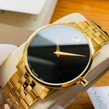  Shop Authentic Movado Museum Classic Quartz Black Dial Gold Steel Strap Watch for Men - 0607203 - Luxxuri