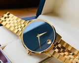  Shop Authentic Movado Museum Classic Quartz Black Dial Gold Steel Strap Watch for Men - 0607203 - Luxxuri