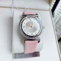 Versace V-Motif Silver Dial Pink Leather Strap Watch for Women - VERE00118