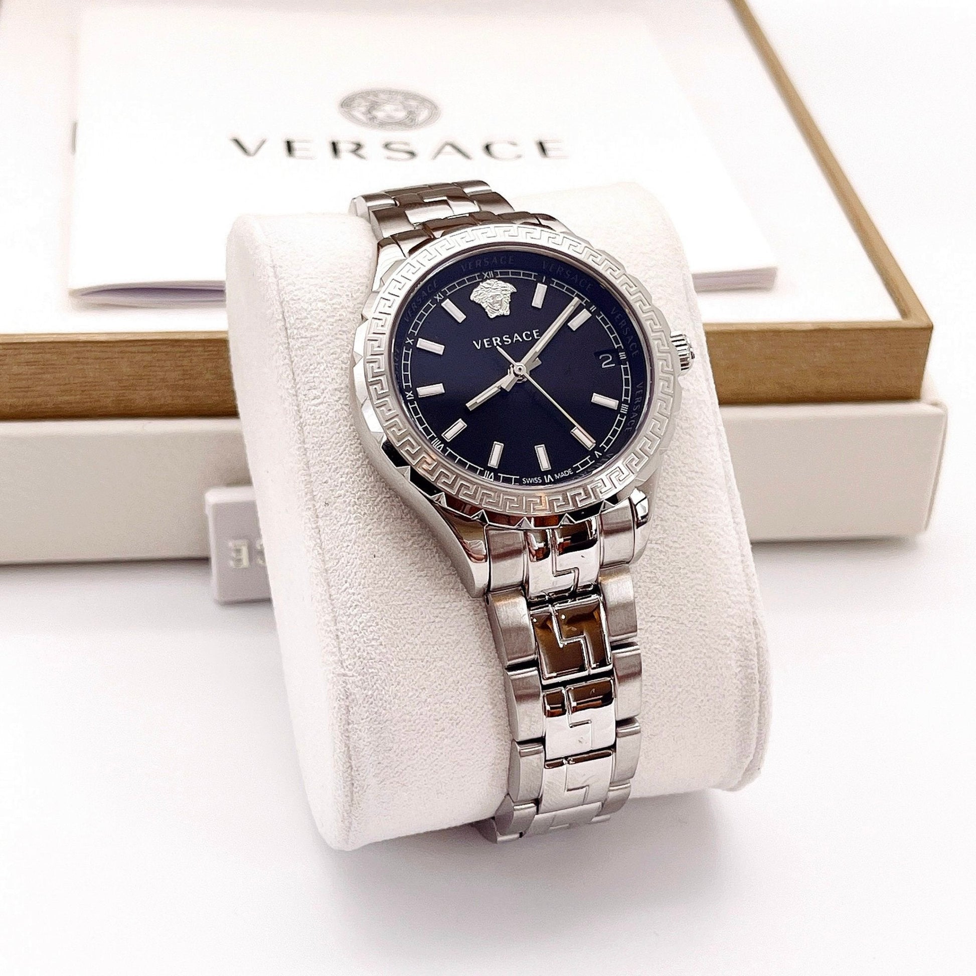  Shop Authentic Versace Hellenyium Black Dial Silver Steel Strap Watch for Women - V12020015 - Luxxuri