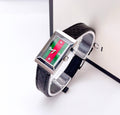  Shop Authentic Gucci G-Frame Mother of Pearl Green & Red Dial Black Leather Strap Watch For Women - YA147403 - Luxxuri