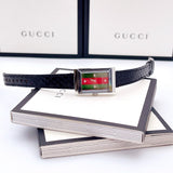  Shop Authentic Gucci G-Frame Mother of Pearl Green & Red Dial Black Leather Strap Watch For Women - YA147403 - Luxxuri
