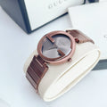 Shop Authentic Gucci Interlocking G Quartz Brown Dial Brown Steel Strap Watch for Women -  YA133317 - Luxxuri