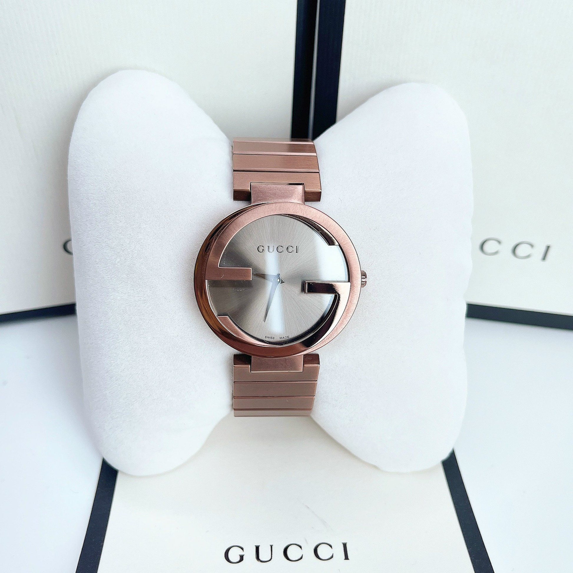  Shop Authentic Gucci Interlocking G Quartz Brown Dial Brown Steel Strap Watch for Women -  YA133317 - Luxxuri