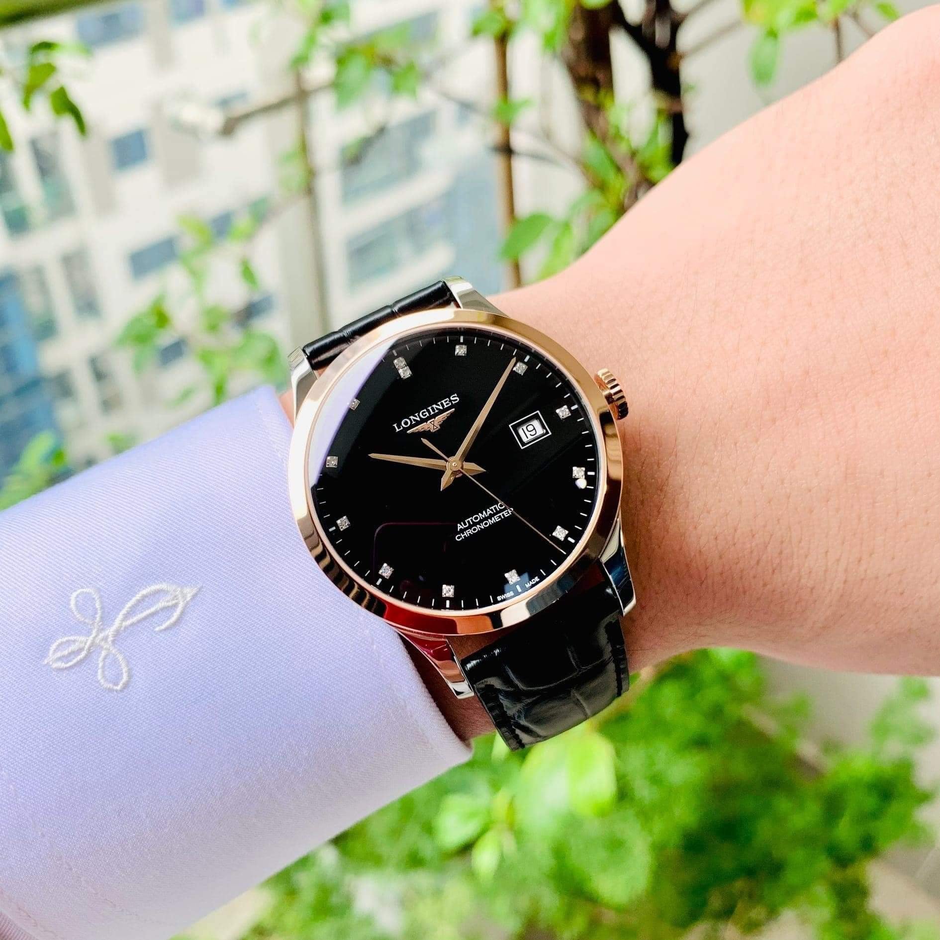  Shop Authentic Longines Record Black Dial Black Leather Strap Watch for Men - L2.821.5.57.2 - Luxxuri