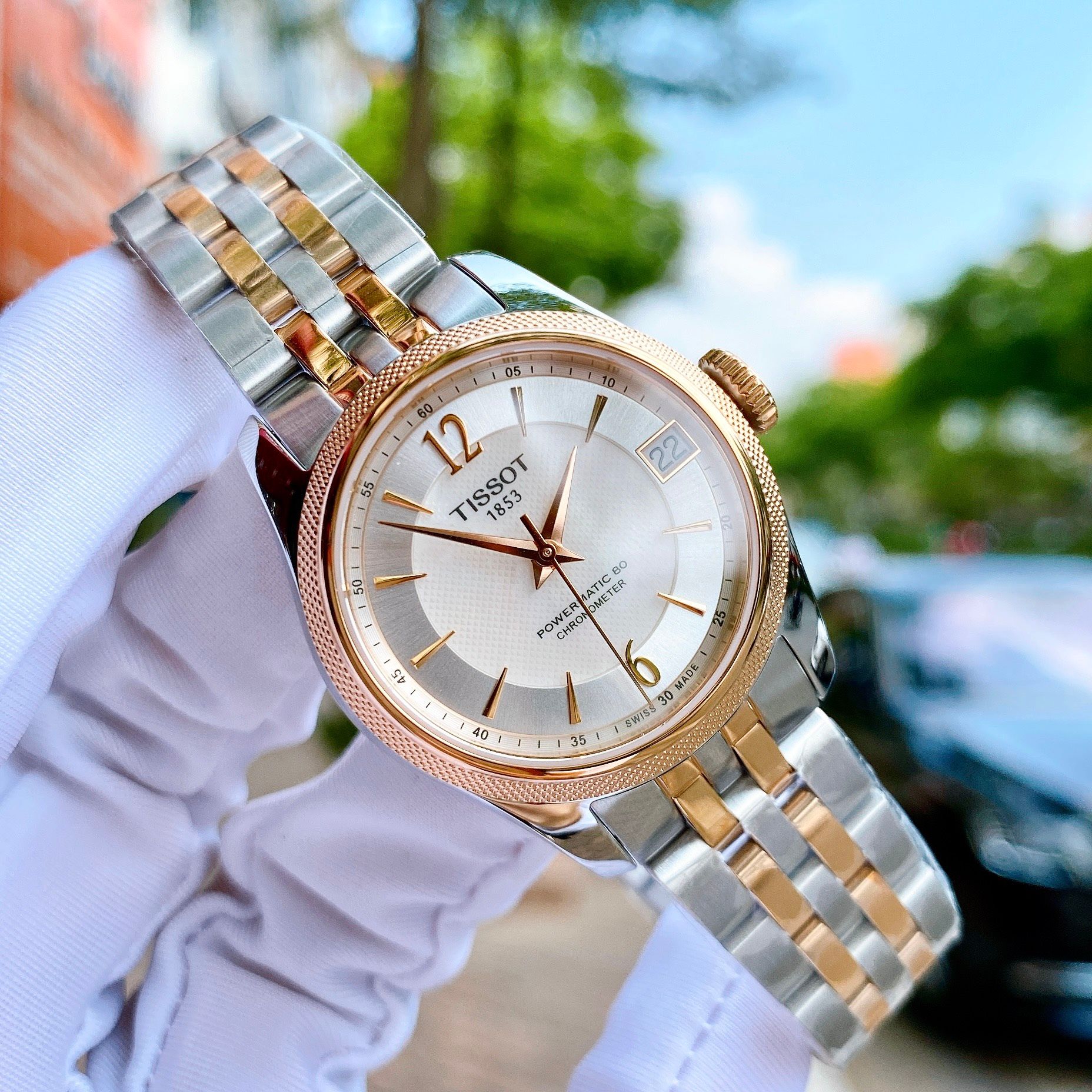  Shop Authentic Tissot Ballade Powermatic 80 Mother of Pearl Silver Dial Two Tone Steel Strap Watch For Women - T108.208.22.117.00 - Luxxuri