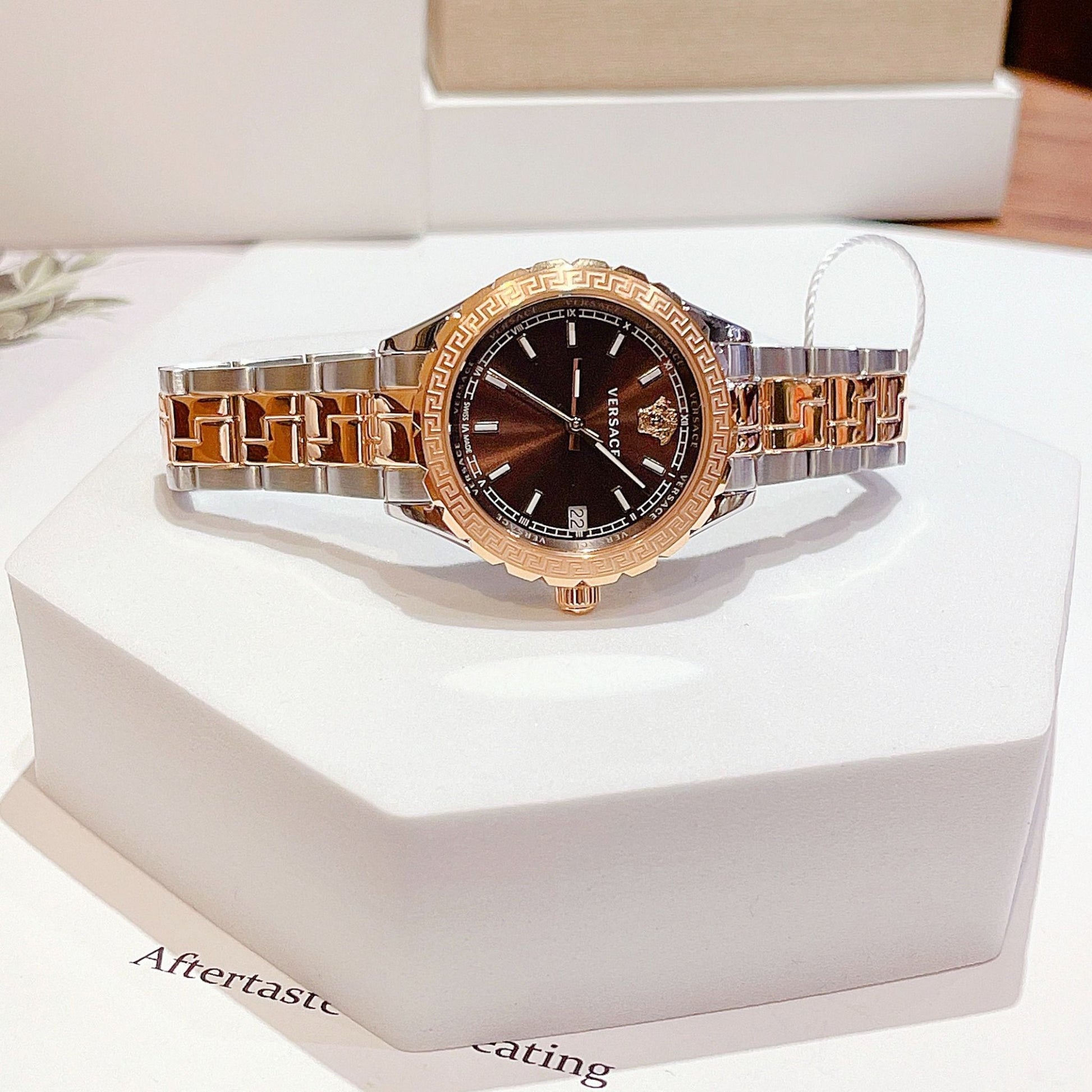  Shop Authentic Versace Hellenyium Brown Dial Two Tone Steel Strap Watch for Women - V12040015 - Luxxuri