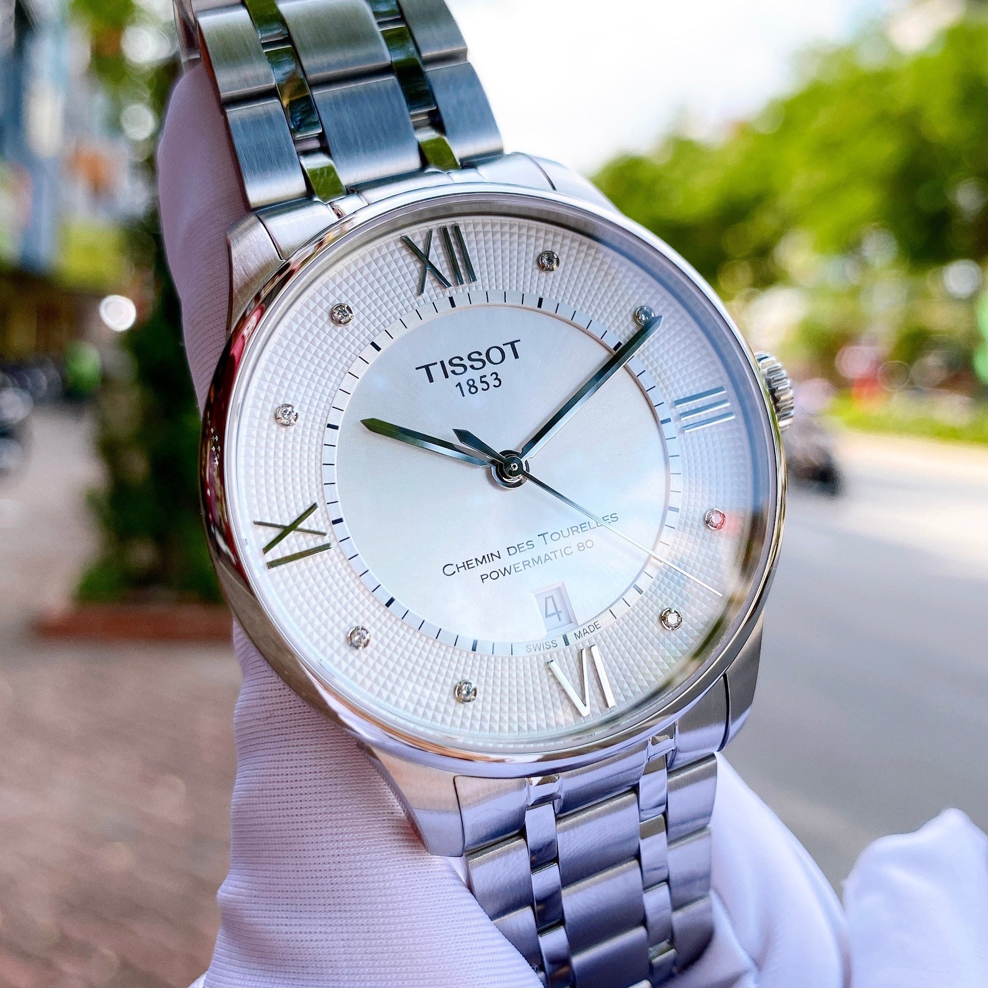  Shop Authentic Tissot Chemin Des Tourelles Powermatic 80 Diamonds Silver Dial Silver Steel Strap Watch for Men - T099.407.11.033.00 - Luxxuri