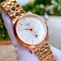 Tissot T Classic Carson Premium Automatic White Dial Rose Gold Steel Strap Watch for Men - T122.407.33.031.00