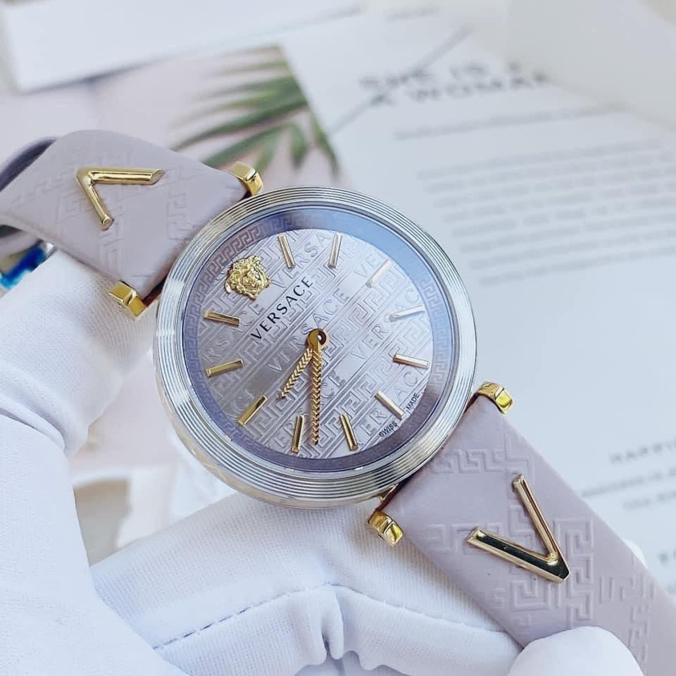  Shop Authentic Versace V-Twist Quartz Purple Dial Purple Leather Strap Watch for Women - VELS00219 - Luxxuri