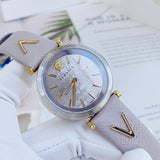  Shop Authentic Versace V-Twist Quartz Purple Dial Purple Leather Strap Watch for Women - VELS00219 - Luxxuri