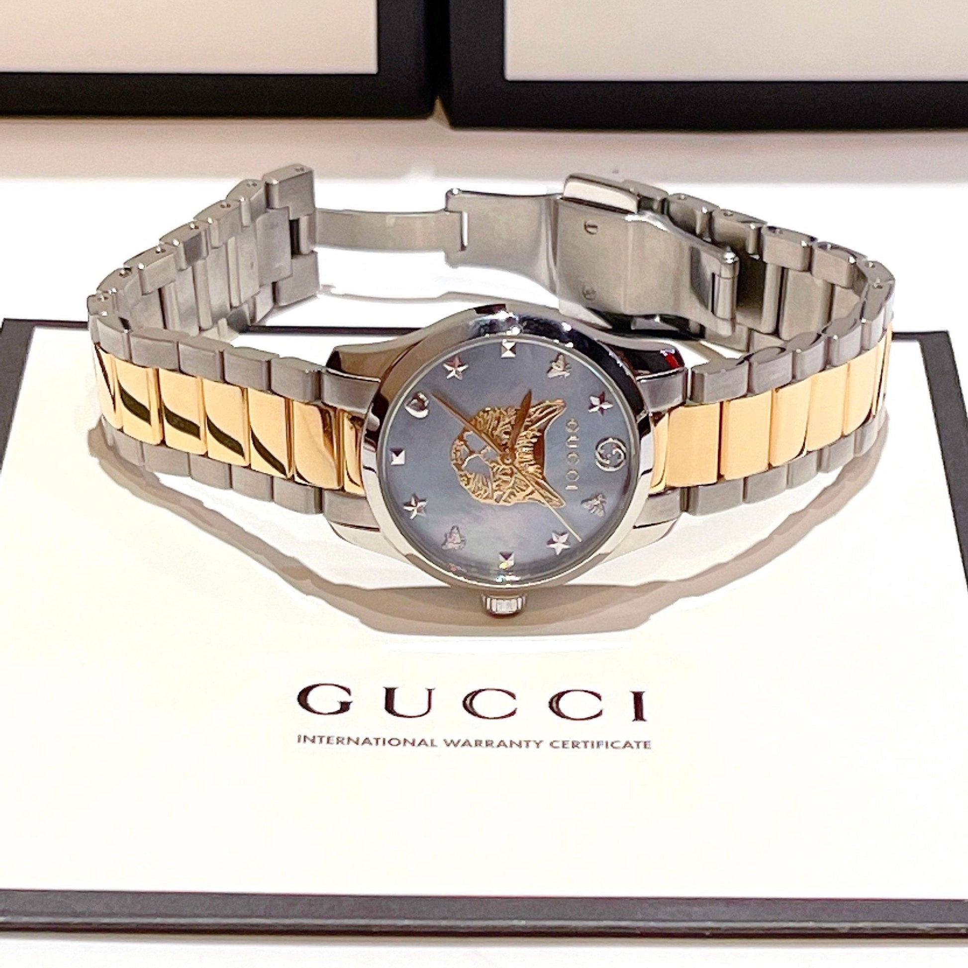  Shop Authentic Gucci G Timeless Silver Dial Two Tone Steel Strap Watch For Women - YA1264074 - Luxxuri
