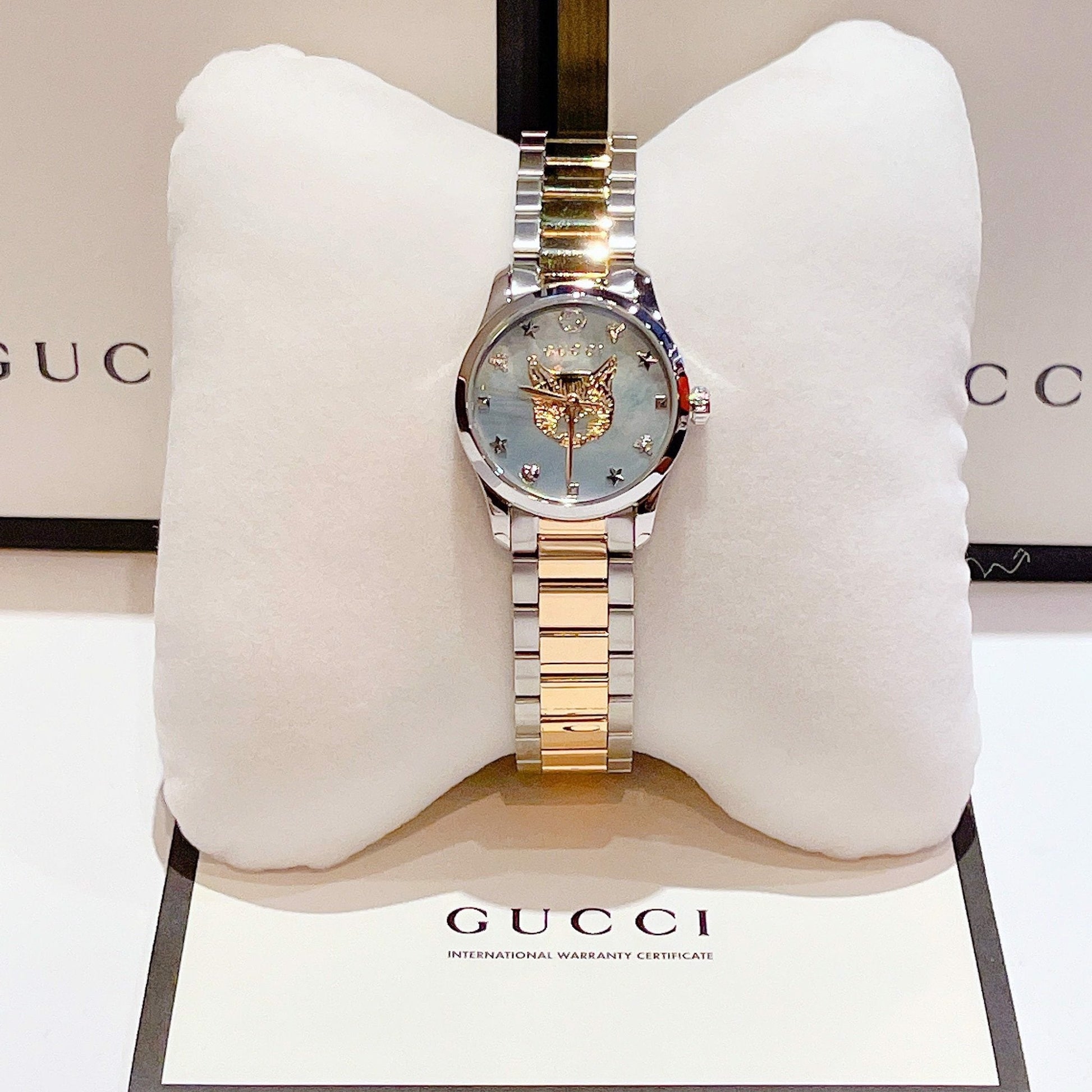  Shop Authentic Gucci G Timeless Silver Dial Two Tone Steel Strap Watch For Women - YA1264074 - Luxxuri