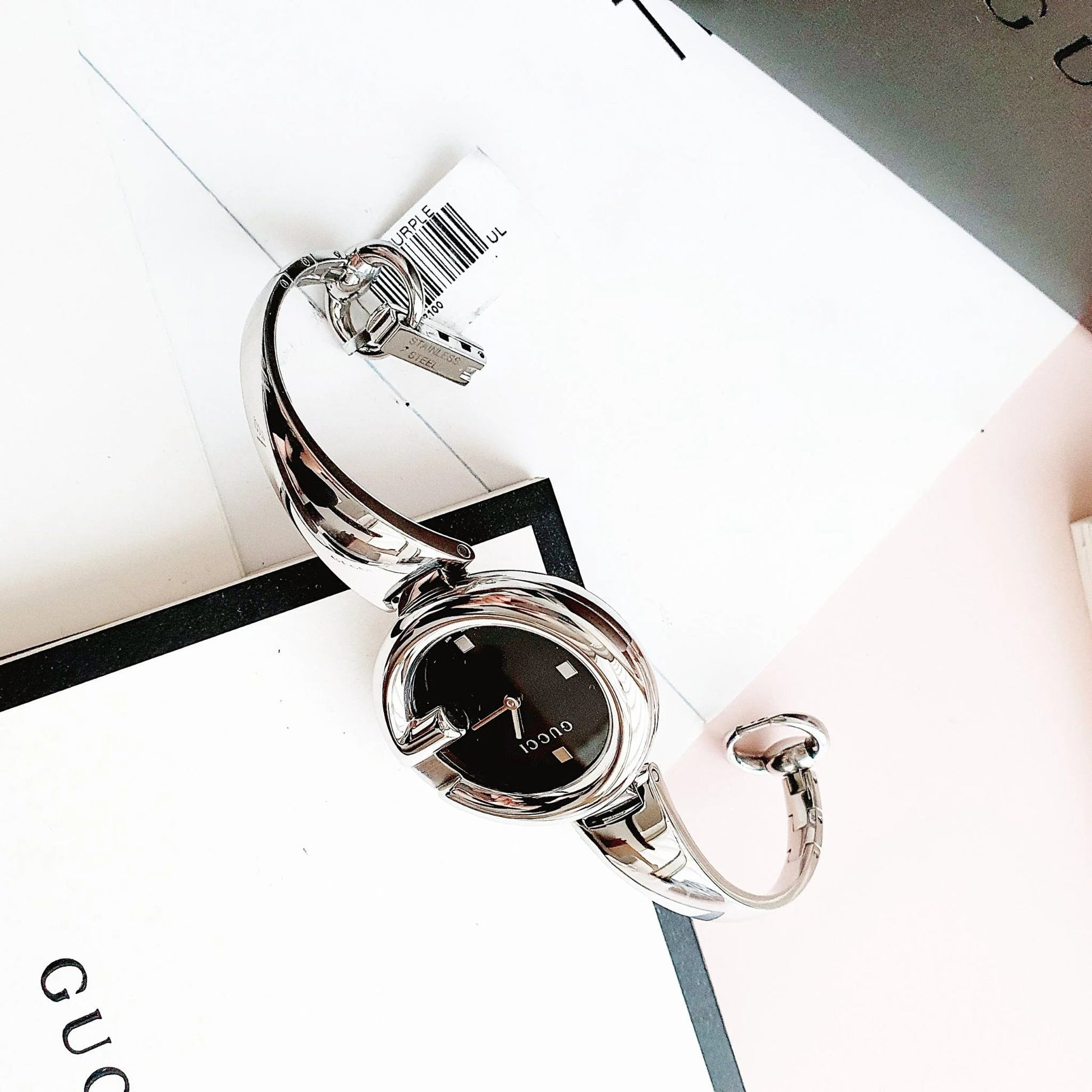  Shop Authentic Gucci Guccissima Black Dial Silver Steel Strap Watch For Women - YA134301 - Luxxuri