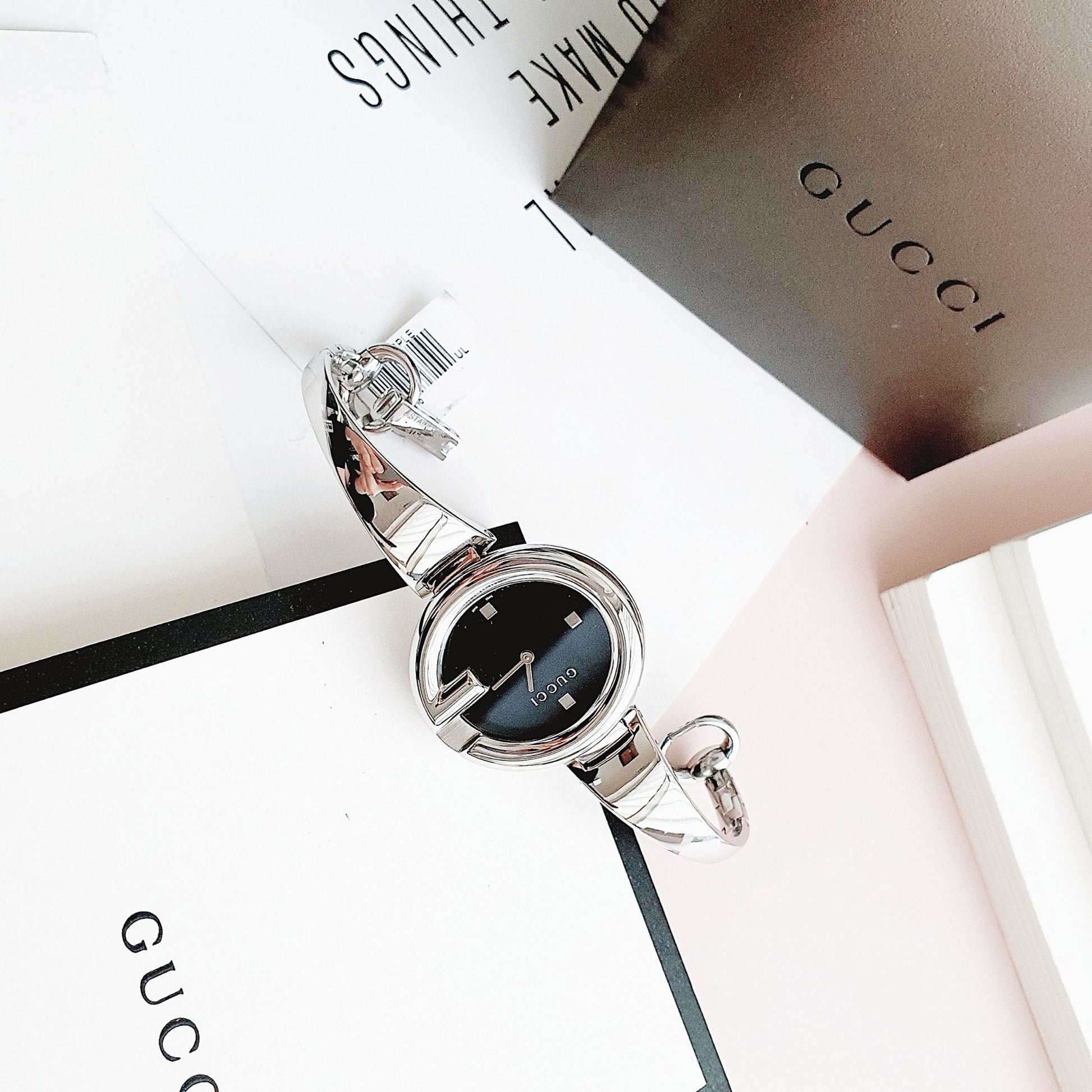  Shop Authentic Gucci Guccissima Black Dial Silver Steel Strap Watch For Women - YA134301 - Luxxuri
