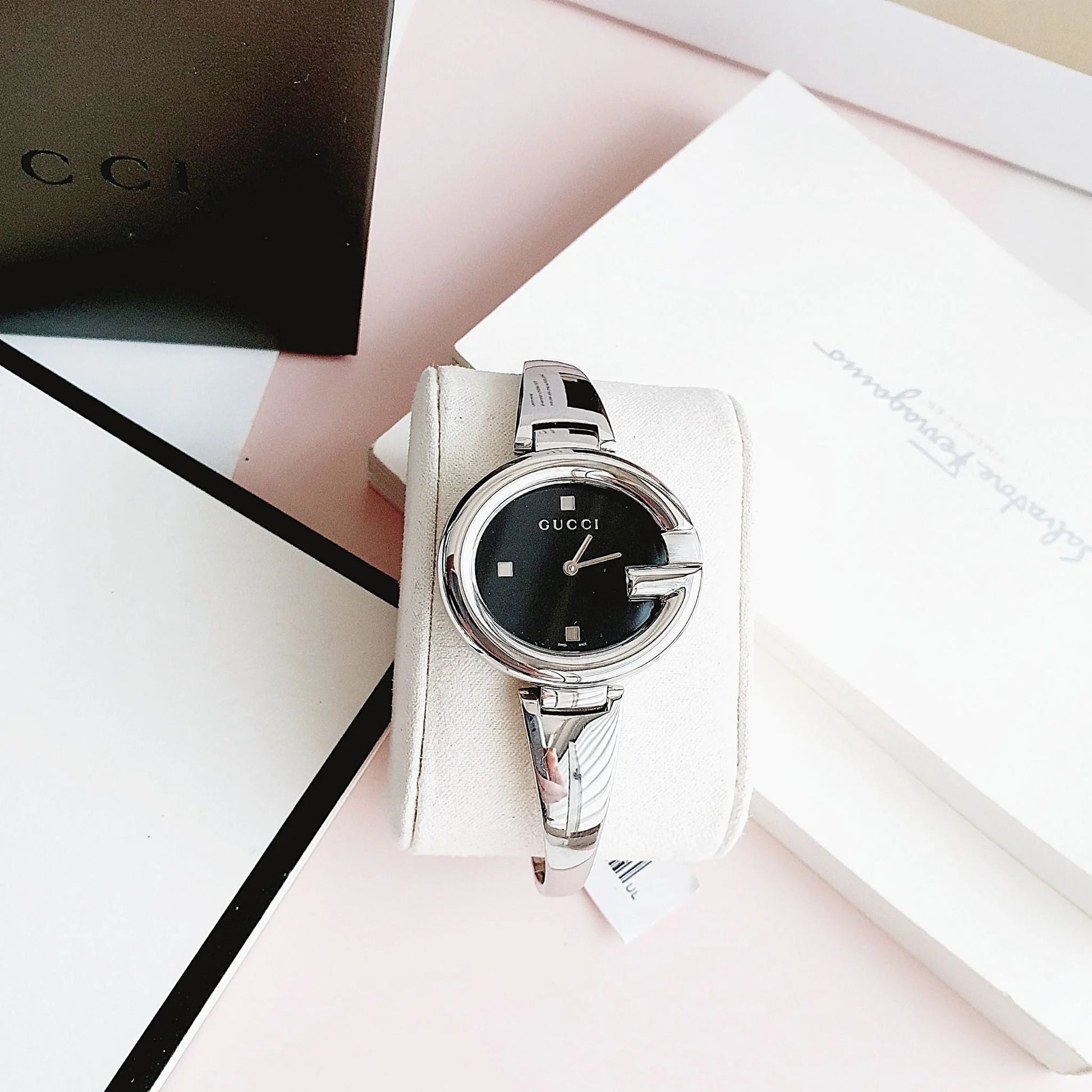  Shop Authentic Gucci Guccissima Black Dial Silver Steel Strap Watch For Women - YA134301 - Luxxuri