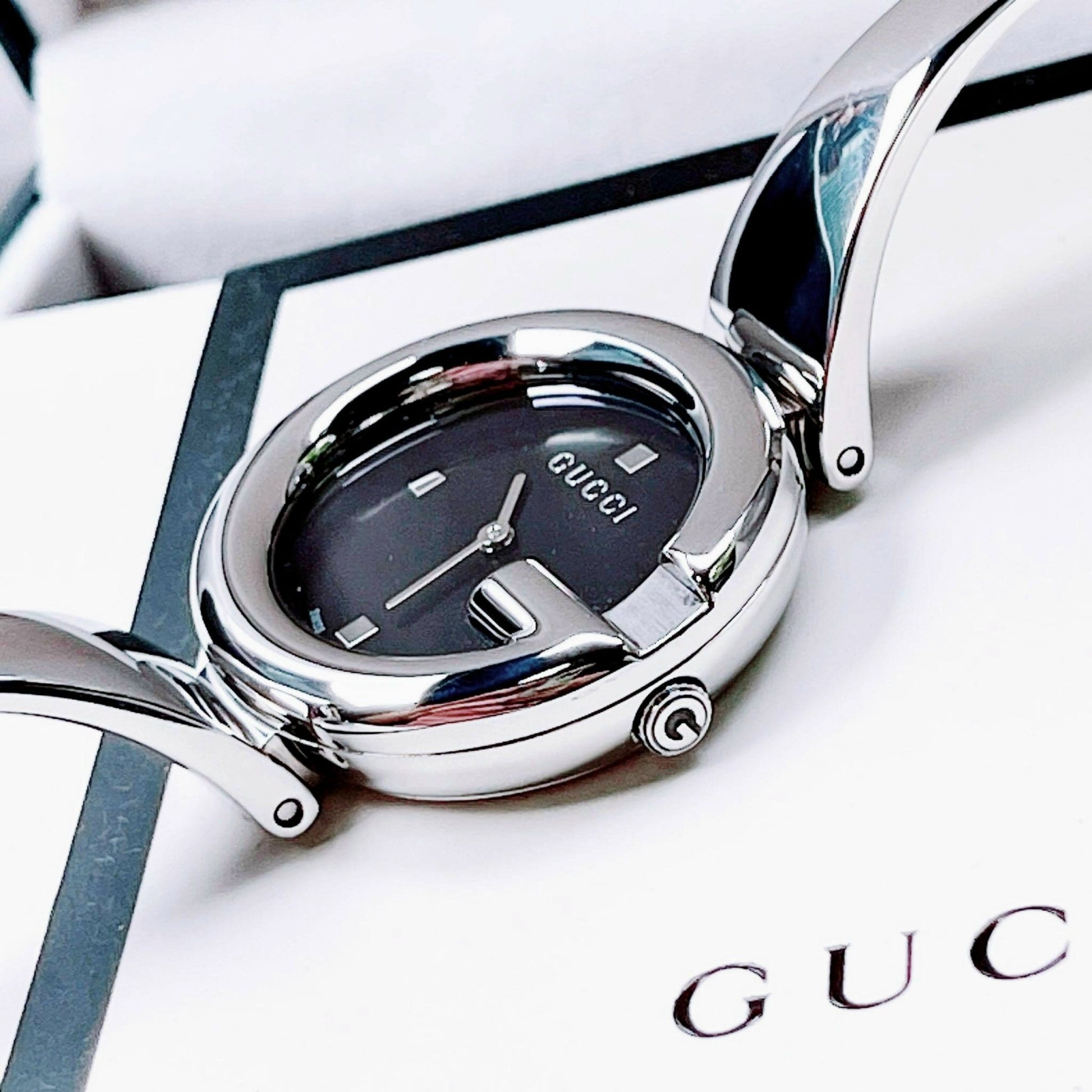  Shop Authentic Gucci Guccissima Black Dial Silver Steel Strap Watch For Women - YA134301 - Luxxuri