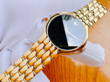  Shop Authentic Movado Veturi Black Dial Gold Steel Strap Watch for Women - 0606935 - Luxxuri