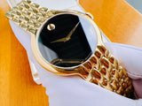  Shop Authentic Movado Veturi Black Dial Gold Steel Strap Watch for Women - 0606935 - Luxxuri