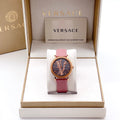  Shop Authentic Versace Virtus Quartz Grey Dial Pink Leather Strap Watch for Women - VEHC00319 - Luxxuri