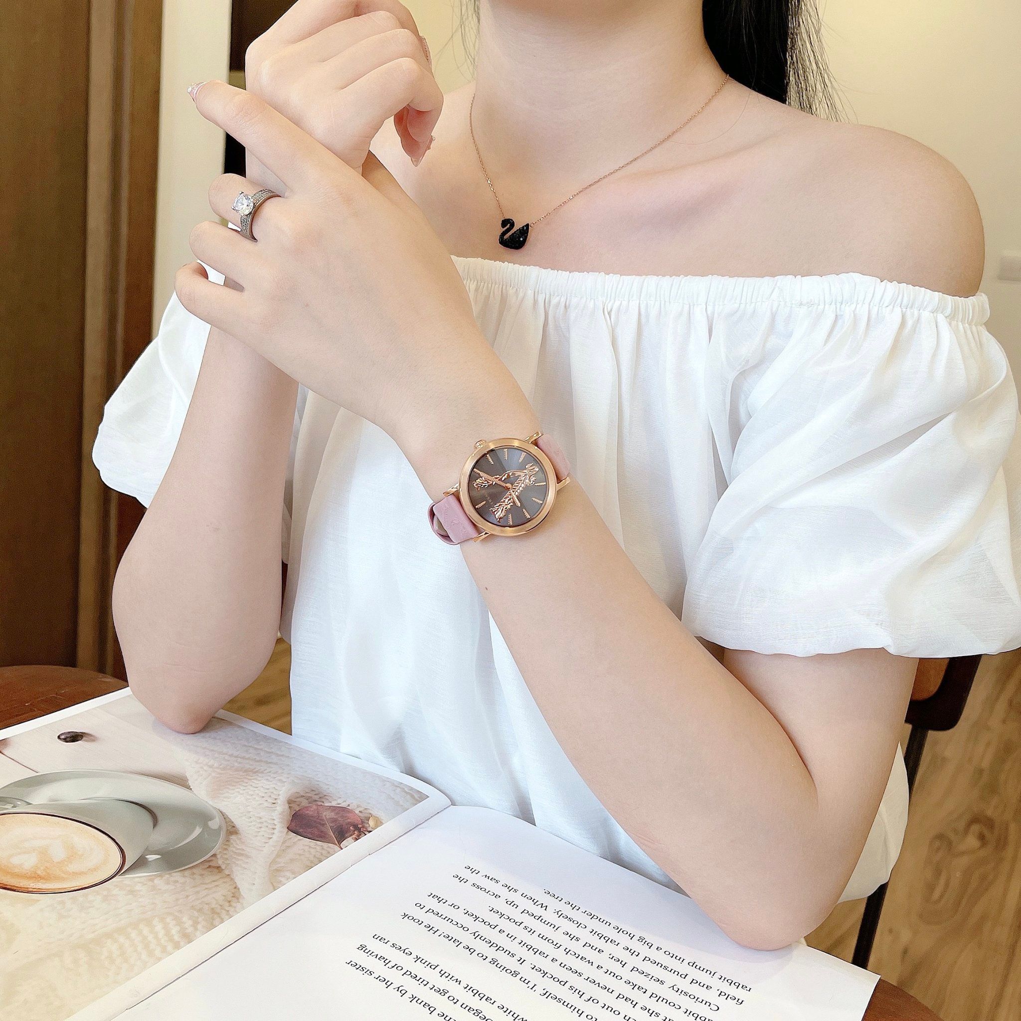 Versace Virtus Quartz Grey Dial Pink Leather Strap Watch for Women - VEHC00319