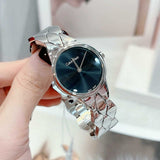  Shop Authentic Calvin Klein Snake Black Dial Silver Steel Strap Watch For Women - K6E23141 - Luxxuri
