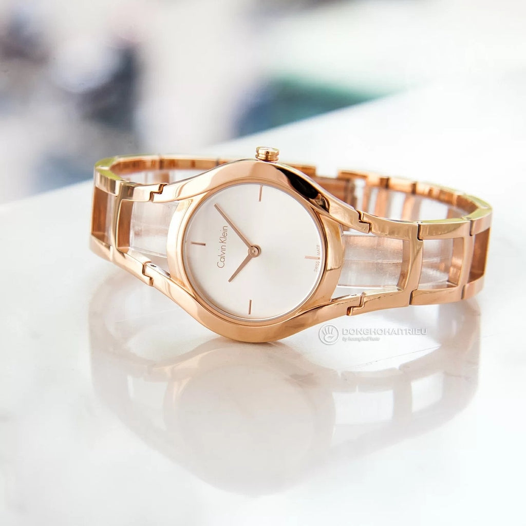  Shop Authentic Calvin Klein Class White Dial Rose Gold Steel Strap Watch for Women - K6R23626 - Luxxuri