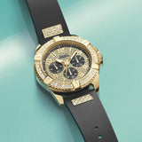  Shop Authentic Guess Frontier Crystals Black Dial Black Silicone Strap Watch For Men - W1132G1 - Luxxuri