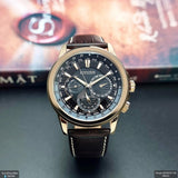  Shop Authentic Citizen Eco Drive Calendrier Black Dial Brown Leather StrapWatch For Men - BU2023-12E - Luxxuri