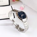  Shop Authentic Gucci GG2570 Diamonds Black Dial Silver Steel Strap Watch For Women - YA142404 - Luxxuri