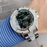  Shop Authentic Bulova Crystal Collection Chronograph Black Dial Two Tone Steel Strap Watch for Men - 96C126 - Luxxuri