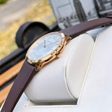  Shop Authentic Calvin Klein Minimal White Dial Brown Leather Strap Watch for Men - K3M216G6 - Luxxuri