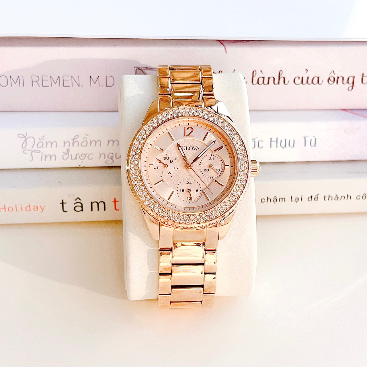  Shop Authentic Bulova Crystal Silver Dial Rose Gold Steel Strap Watch for Women - 97N101 - Luxxuri