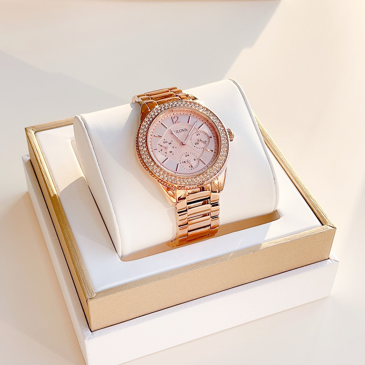  Shop Authentic Bulova Crystal Silver Dial Rose Gold Steel Strap Watch for Women - 97N101 - Luxxuri