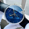  Shop Authentic Calvin Klein High Noon Chronograph Blue Dial Black Leather Strap Watch for Men - K8M271CN - Luxxuri