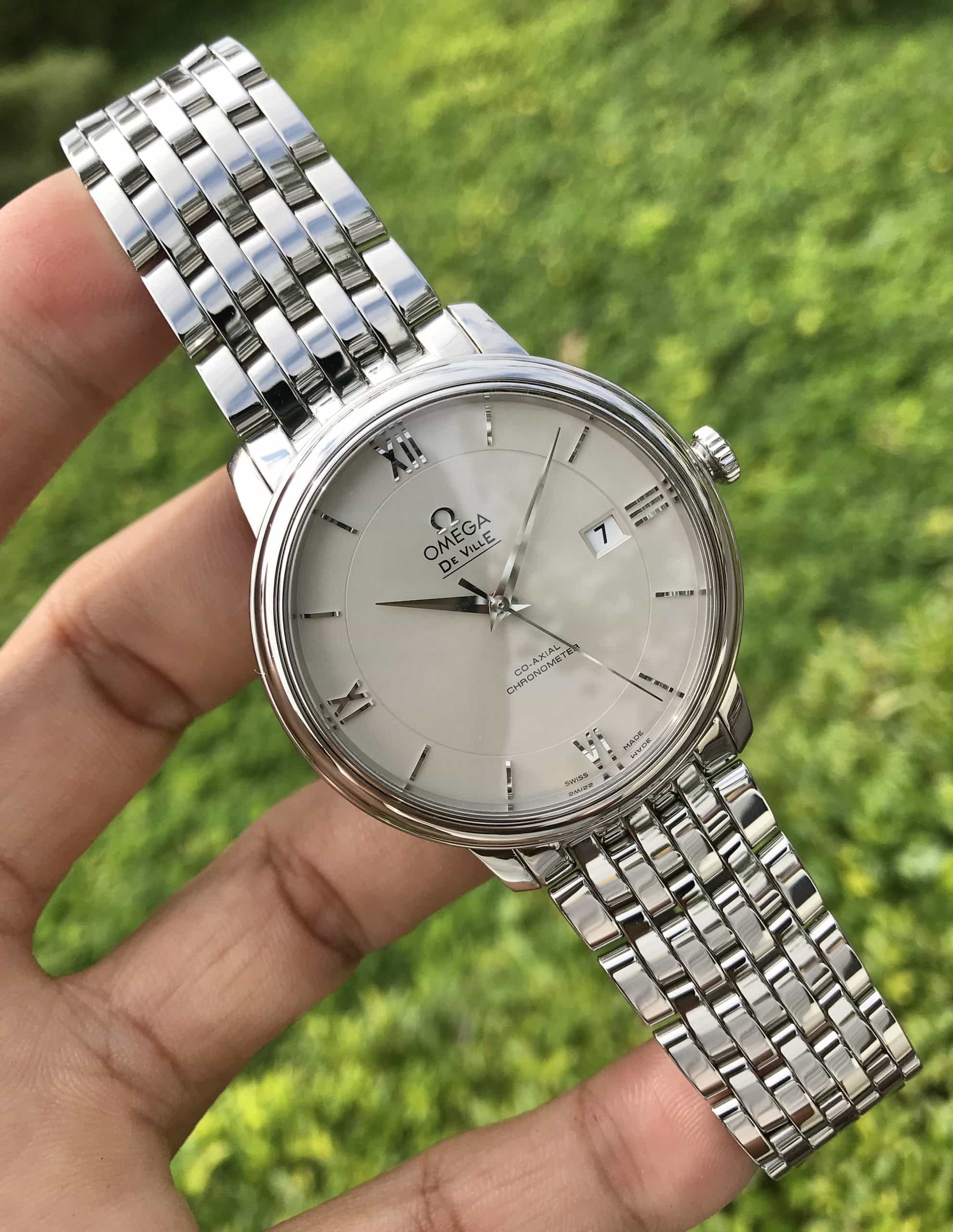  Shop Authentic Omega De Ville Prestige Co-Axial Silver Dial Silver Steel Strap Watch for Men - 424.10.40.20.02.003 - Luxxuri