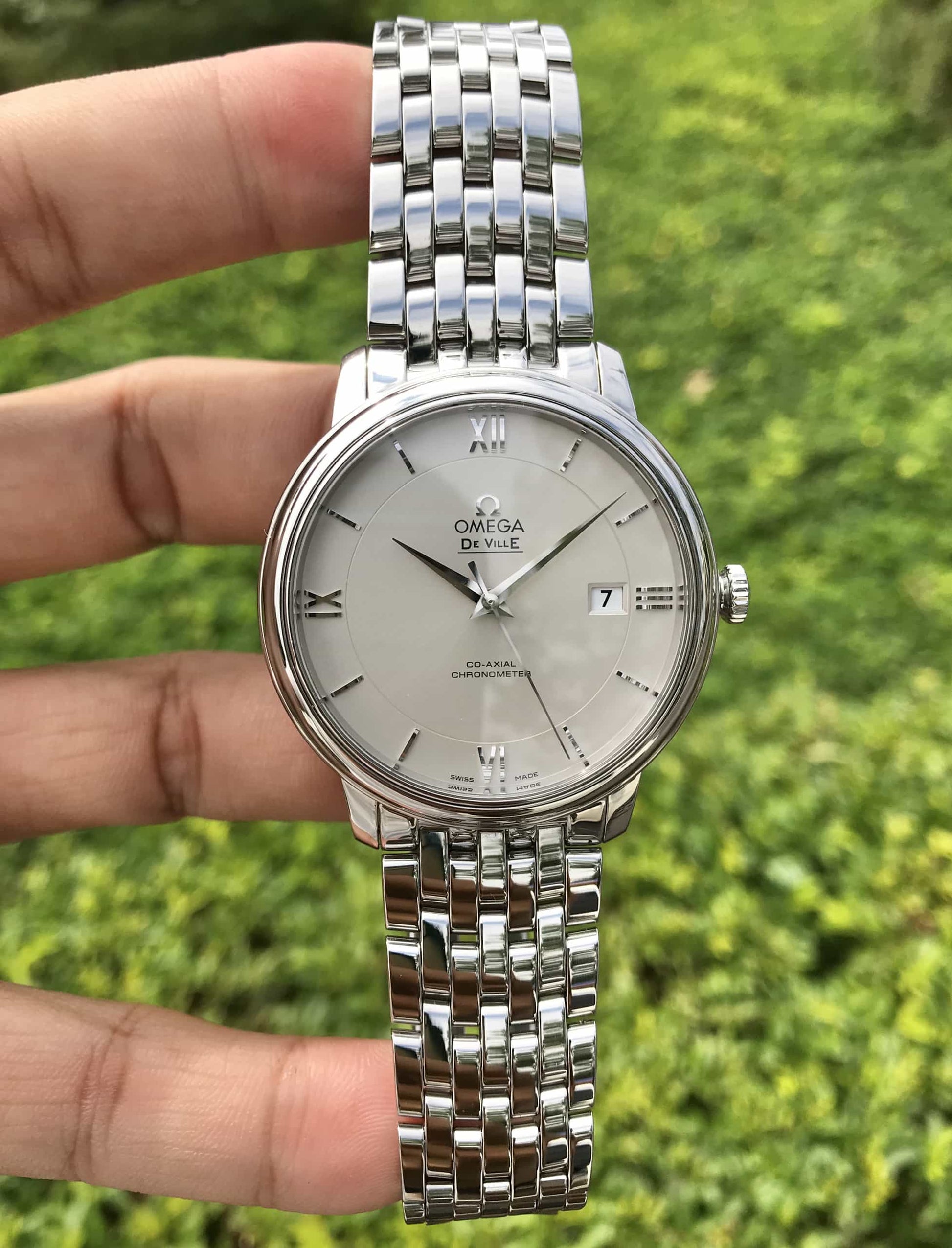  Shop Authentic Omega De Ville Prestige Co-Axial Silver Dial Silver Steel Strap Watch for Men - 424.10.40.20.02.003 - Luxxuri