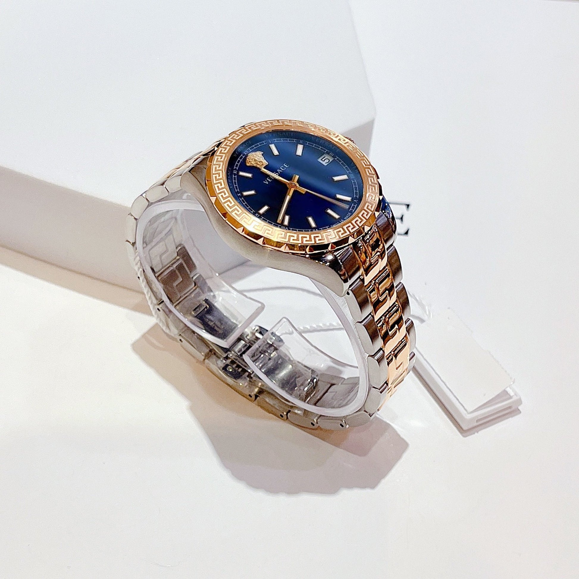  Shop Authentic Versace Hellenyium Blue Dial Two Tone Steel Strap Watch for Women - V12060017 - Luxxuri