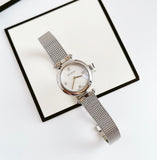  Shop Authentic Gucci Diamantissima Quartz Diamonds Mother of Pearl Dial Silver Mesh Bracelet Watch for Women - YA141504 - Luxxuri