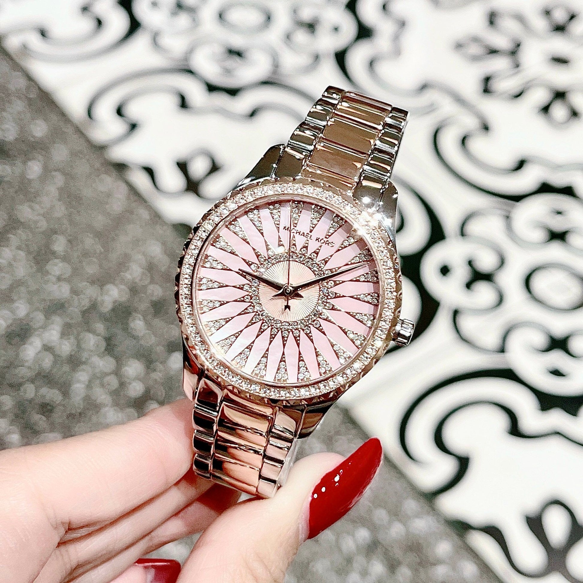  Shop Authentic Michael Kors Layton Three Hand Pink Dial Two Tone Steel Strap Watch For Women - MK6894 - Luxxuri